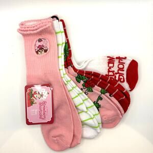 Strawberry Shortcake Socks, 5 Pairs, Ankle Socks Size 9-11 - New